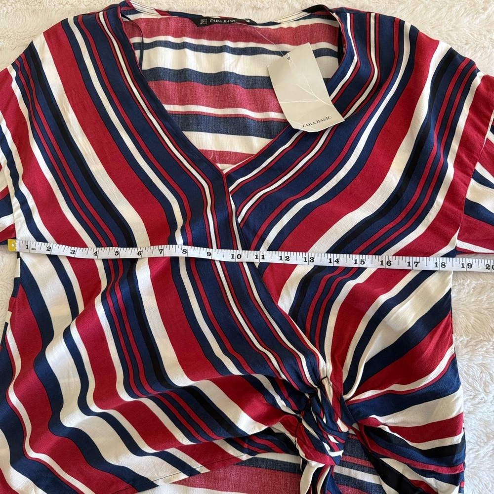 ZARA Striped V-Neck Top - Picture 10 of 13
